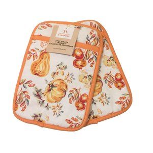 Martha Stewart Everyday Autumnal Pot Holders Set of 2 Pocket Front Rubber Backin